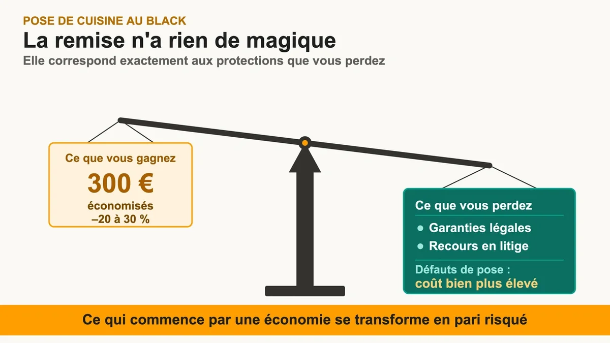 Travaux mal réalisés montrant les conséquences d'une économie en payant au black